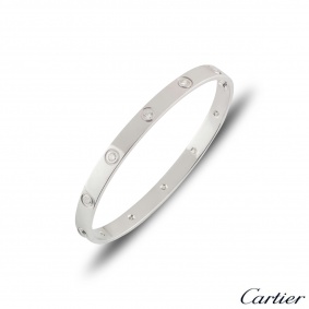 Cartier White Gold Full Diamond Love Bracelet Size 17 B6040717 Cartier White Gold Full Diamond Love Bracelet Size 17 B6040717